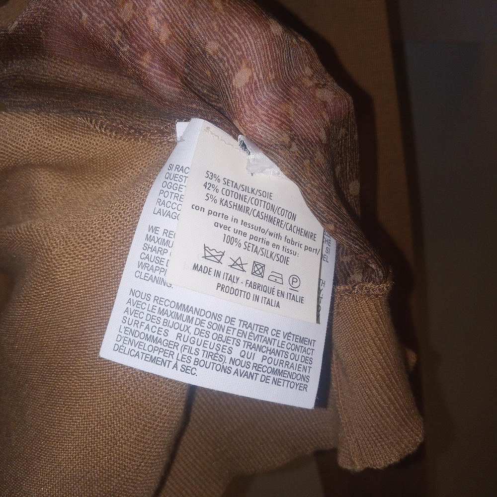 Yves Saint Laurent Sheer Tan V-Neck Cardigan - Picture 8 of 8